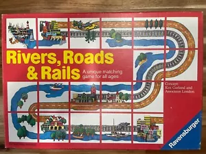 Vintage 1989 Ravensburger RIVERS, ROADS & RAILS Matching Game - 139/140 Tiles - Picture 1 of 3