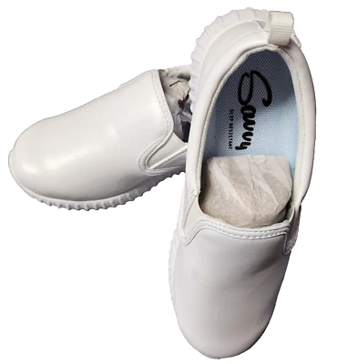 Zapato de enfermería Florence de Savvy para mujer talla 6,5 blanco antideslizante sin cordones NUEVO Foto 1 de 4
