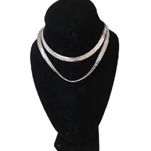 Collar Vintage Grueso Espiga Tono Plata 26" Brillo Clásico MCM Elegante - Imagen 1 de 5