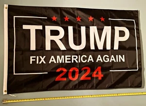 BANDIERA TRUMP SPEDIZIONE GRATUITA VENDITORE USA! Poster Insegna Ivanka Don Jr Fix America 2024 3x5' - Foto 1 di 1