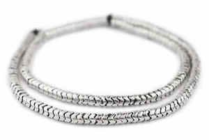 Rustic Silver Snake Beads 6mm Interlocking White Metal Large Hole 24 Inch Strand - Picture 1 of 3