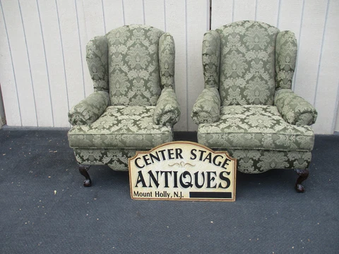 64368 PAIR Chippendale Wing Chair Chairs Cover