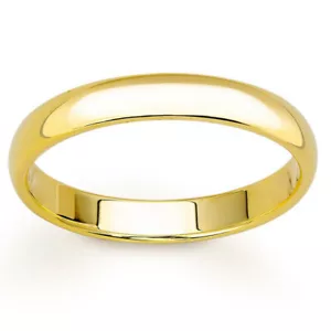 3mm 18ct Yellow Gold Plated Sterling Silver D Shaped Wedding Ring Band - Foto 1 di 1