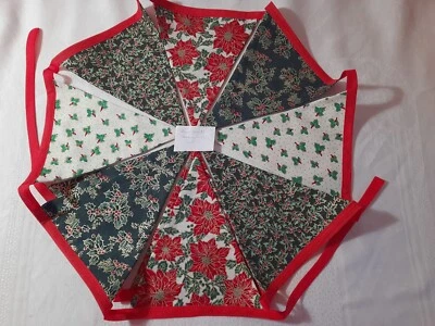 Tela hecha a mano Navidad Bunting 10 banderas doble cara 100 % algodón 2,5 m RPGH2 Foto 1 de 3