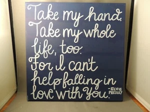 Handgemalte Leinwand Text Kunst Elvis Presley Zitat Liebe Zuhause Zimmer Dekor 12"x12" - Bild 1 von 6