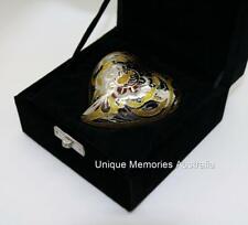 3" Solid Brass Etched Gold & Silver Heart Cremation Memorial Keepsake Ash Urn