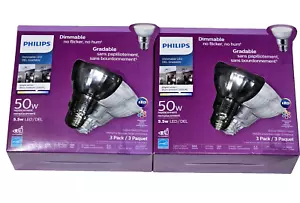2 Packs Of 3 Phillips Dimmable No Flicker 5.5w LED Indoor Par 20 Flood - Picture 1 of 1