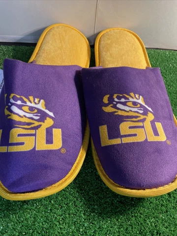 FOCO LSU Tigers Logo Men’s Purple Yellow Slippers Size XL ~ NEW With Tags! Cover