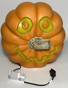 VTG Halloween Plastic Blow Mold Pumpkin Jack O Lantern Lighted Stem Nose KP21 - Picture 1 of 13