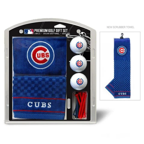 Chicago Cubs Golf Gift Set with Embroidered Towel [NEW] MLB Ball Tee Links Cover