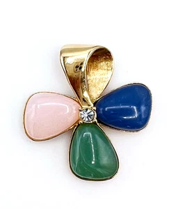 Ciondolo fiore tono oro impressioni tormalina Avon 1982 vintage - Foto 1 di 10