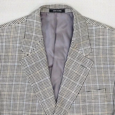 Chaps Blazer Men 40S Multicolor Silk Houndstooth Career Preppy Sport Coat Jacket - Image 1 of 4