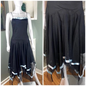 Vintage Y2K B Darlin Fairycore asymmetrisches Taschentuch Slip Midi Mesh Kleid - Bild 1 von 11