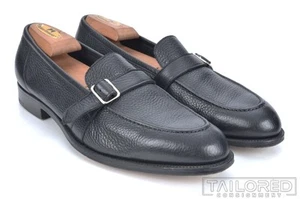 EDWARD GREENE Black Grain Leather Monkstrap Loafer Dress Shoes - UK 9 / US 9.5 - Picture 1 of 10