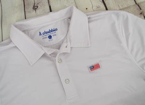 CHUBBIES Men's Short Sleeve Performance Polo Shirt SIZE XL Faint Pink - USA Flag - Picture 1 of 6