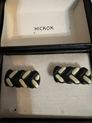 Gemelos HICKOK vintage años 70 en caja original esmalte negro y amarillo Foto 1 de 4