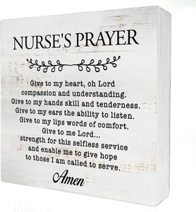 Nurse'S Prayer Wood Box Sign Home Decor Rustic Nurse Wooden Box Sign Block Plaqu - Picture 1 of 5