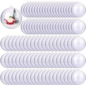 100 Pieces 3.2 inch Clear Plastic Fillable Ball Ornaments DIY Craft Transpare... - Picture 1 of 7