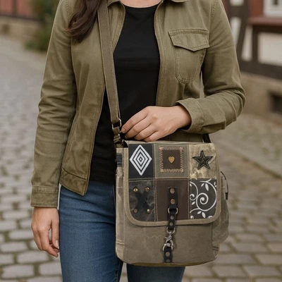 Sunsa Damen Umhängetasche. Canvas Messenger Tasche. Schultertasche Patchwork - Bild 1 von 4