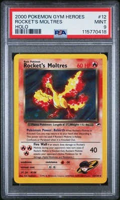 2000 Pokemon Rocket's Moltres Gym Heroes Unlimited Holo Rare #12 PSA 9 Mint TCG - Image 1 of 3