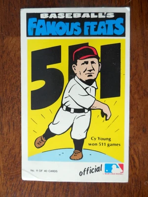 1972 FLEER БЕЙСБОЛ ЗНАМЕНИТЫЕ ПОДВИГИ #11 CY YOUNG EX U-7708 - Изображение 1 из 3