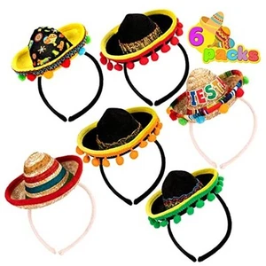 6 PCS Cinco De Mayo Fiesta Fabric and Straw Sombrero Hat Party Costume for - Picture 1 of 8