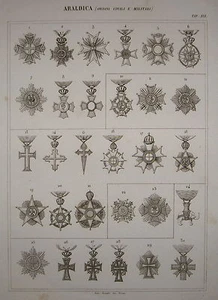 1830-ARALDICA -ORDINI CIVILI E MILITARI-TORINO- BONATTI-RARA-HERALDRY-CROCI - Picture 1 of 1