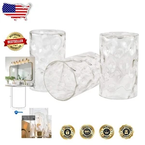 Modern Ceiling & Wall Light Hammered Glass Shades, Set of 3, 1-5/8'' Fitting - Picture 1 of 10