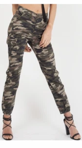 Camouflage Cuffed Hem Cargo Trousers - Picture 1 of 3