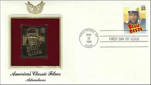 Gary Cooper Beau Geste Classic Film USA Golden Gold 22k Plated Stamp FDC 1990 - Picture 1 of 2