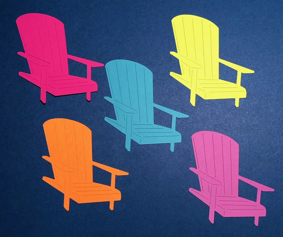 Silla de playa troquelada, 3" de alto, 5 piezas - Adirondack - Colores brillantes, álbumes de recortes Foto 1 de 1