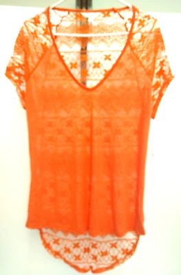 Charming CHARLIE Sz Med, NWT, Back lace, Short raglan Sleeves, Orange - Image 1 of 4
