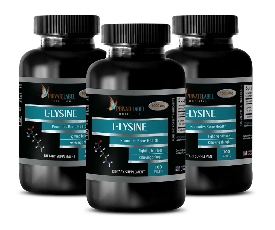 sport supplements - L-LYSINE 1000mg - amino acids energy - 3 Bottles 300 Tablets - Image 1 of 4