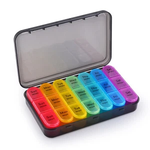 Weekly Pill Organizer Case Pill Box Organizer 7 Day 3 Times a Day Portable Cases - Picture 1 of 8