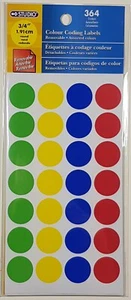 364 Stickers Removable Color Coding Labels 3/4" • 1.91 cm Multi Colour New - Bild 1 von 1