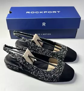 Zapatos Rockport Sagey Slingback Pump Tweed para mujer 8,5 negros con puntera - Imagen 1 de 9