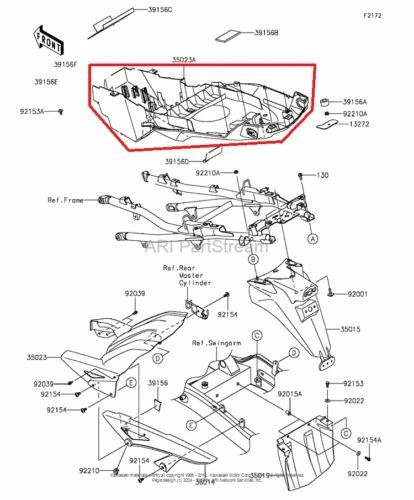 NEW OEM KAWASAKI VERSYS 1000 REAR FENDER FAIRING BLACK - Image 1 of 1
