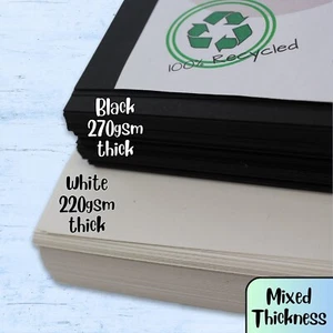 A2 Black and White Thick Card 100 Sheets Recycled Study Craft Art Project 100 - Picture 1 of 6