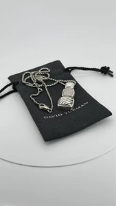 DAVID YURMAN Sterling Silver Pavé Diamonds Chiclet Triple Drop Pendant Necklace - Picture 1 of 7