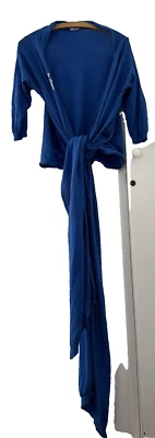 JOE BROWNS.  CÁRDIGAN AZUL LINO/ALGODÓN TEJIDO MANGA 3/4 CORBATA LARGA DELANTERA. 16/18 Foto 1 de 4