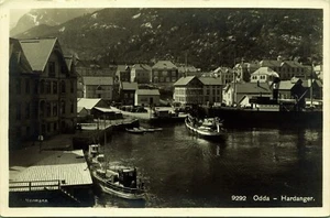 RPPC Ships Odda Hardanger Norway Real Photo Postcard Eneberettiget Millet & Co - Picture 1 of 2