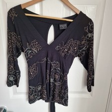 Pilot Ladies Black Floral Y2K Vintage Top 12