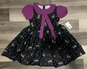 Unique Vintage Black Pin-Up Witch Print Arden Babydoll Dress, M Medium Size 6/8 - Picture 1 of 6