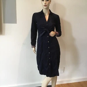 NEW Maeve Anthropologie Navy Blue Winchester Corduroy Tie Front Shirt Dress 0 - Picture 1 of 4