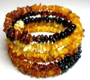 BALTIC AMBER BRACELET Spiral, color - Honey, Cherry, Cognac, Egg yolk - Picture 1 of 7