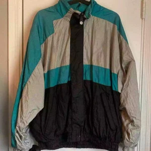 VTG 90s Wilson Color Block Teal Black and Grey Windbreaker SZ Medium - Picture 1 of 7