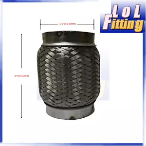 Exhaust Flex Pipe 1.75" ID x 4" OL Stainless Steel Heavy Duty Interlock Coupling - Picture 1 of 6