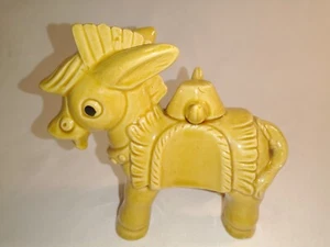 Adesivo ovale vintage stile Bitossi beige marrone cavallo troiano ceramica made in Japan - Foto 1 di 14