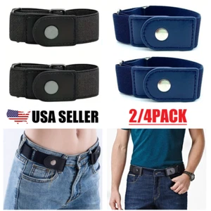 4Pcs No-Buckle Elastic Waist Belt Set Buckle-Free Comfort Stretch Belt Unisex US - Picture 1 of 14