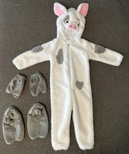 Disney Store Moana Pua Pig Plush Fleece Bodysuit Hoody Pajamas Toddler Size 2T - Picture 1 of 13